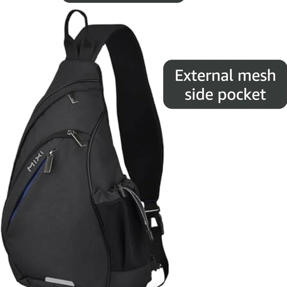 Mixi‎ Sling Backpack with USB port Black Nylon 17 inches New Type M5225 USED 1x